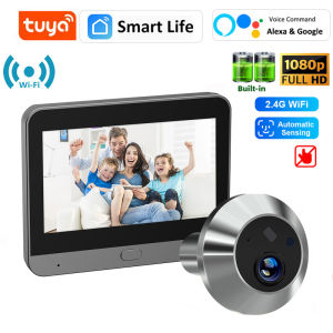 Tuya Smart 1080P WiFi Peephole Video Camera Home Security PIR motion detection 4.3 FHD Built-in Battery Door Camera
