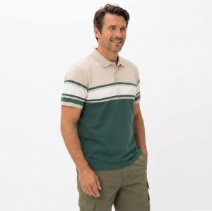 camel active Outdoor Casual Regular Fit Stripe Polo Shirt - Teal 9-280Z26ST1214