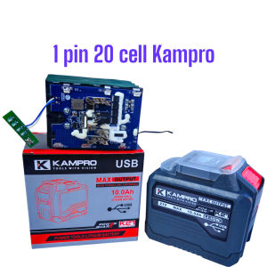 Pin 20 Cell KAMPRO Xám 21V Bảng Mạch 4 Mosfet Chống Ngắt Tải Có Cổng USB Sử Dụng Chân Pin Phổ Thông 4cm