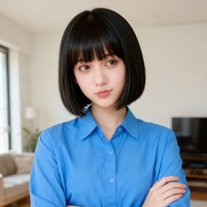 Wig female short straight hair trim clavicle hair full head cute girl bobo