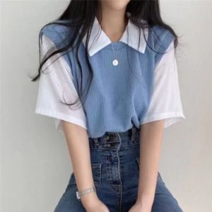 Fake two lapel casual short sleeves for a snug and comfortable fit