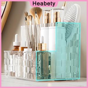 Heabety Light Luxury Transparent Desktop Storage Box Multi-grid Makeup Organizer Box Large Capacity Cosmetics Box Remote Control Holder