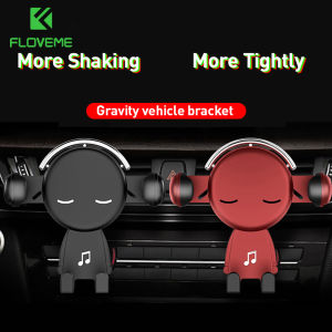 FLOVEME Gravity Car Phone Holder Air Vent Mount Cartoon Creative Navigation Cellphone Stand For iphone 14 13 Auto Accessories Mr Cartoon Music Phone Holder Bracket Lazy Telescopic Mount Holder