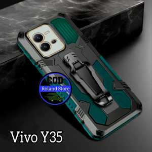 Casing HP Untuk Vivo Y35 2022 Soft Case Kickstand Armor Belt Clip Terbaru