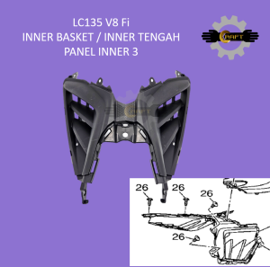 YAMAHA LC135 V8 Fi  INNER COVER TENGAH BDK-F836M-00 ORI HLY INNER BAKUL BASKET PANEL INNER 3