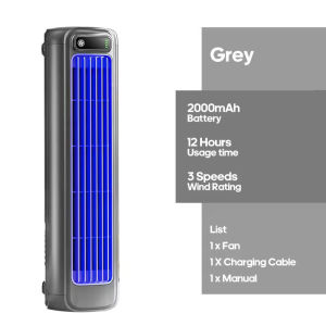 หมุนเวียนอากาศแบบพกพา2000MAh พัดลมขนาดเล็กชาร์ตไฟได้ติดผนังแบบไม่เจาะเงียบพัดลมทาวเวอร์ปรับความเร็วได้3ระดับ