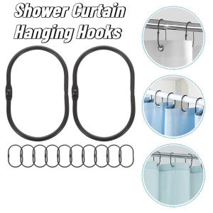 1/4pcs Shower Curtain Rings Rust Proof Anti-Drop Oval Shower Hooks Sturdy Shower Curtain Rod Hangers