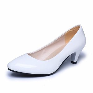 Free Shipping 5Cm Stiletto Heel Work Shoes For Women Patent Leather Shallow-Toe Pumps Professional Commuting Shoes Suitable For Hotel Bank And Flight Attendant Roles