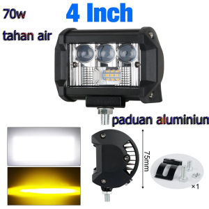 12V-24V Lampu sorot mobil 4 inci 78W satu lampu 2 mode warna terang Led Cree putih dan kuning lampu kerja paduan aluminium 3 cermin cembung + COB lampu kerja Led super terang