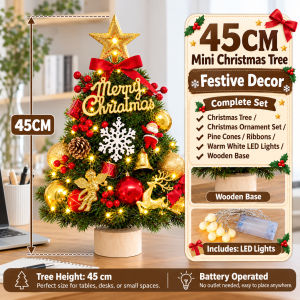 Mini Christmas Tree with Lights Xmas Decorations with Ornaments for Home Tabletop Christmas Tree