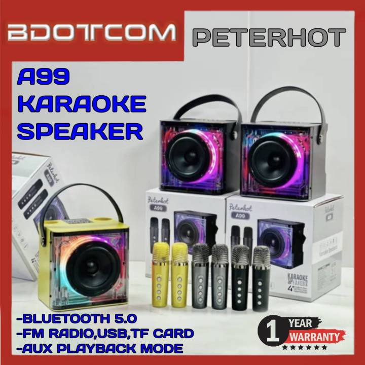 Peterhot A99 Bluetooth Karaoke Speaker Flashing LED Lights With 2 ...