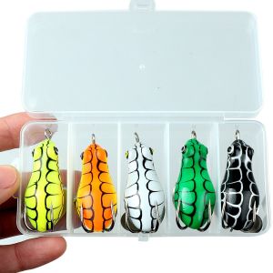 NEXTYOO 5Pcs/Box Máy quay đôi Mồi nhái mềm 5cm 6.8g Thế hệ nâng cấp Mồi câu cá Di động Chất liệu mềm mại Mồi ếch Câu cá nước ngọt