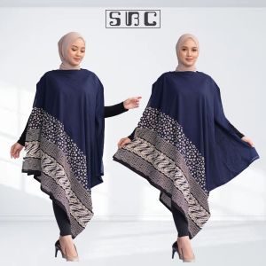 Dress kaftan batik wanita koin navy terbaru