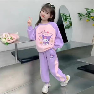 Setelan Sweater dan Celana Anak Motif Kuromi Lengan Panjang - Nyaman untuk 1-5 Tahun