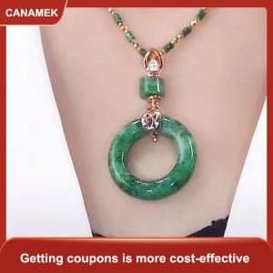 【CANAMEK 】 New Vintage Bamboo Necklace Light Luxury And Unique Imitation Jade Pendant Ancient Method Sun Totem Necklace Flower Collar Chain