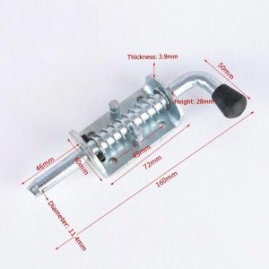 T6DA Zinc-plated Iron Spring Loaded Bolt Automatic Rebound Heavy Duty Cargo Door Bolt Professional 130/160/220/260mm Gates Doors Lock Bolt Gate Truck Warehouse