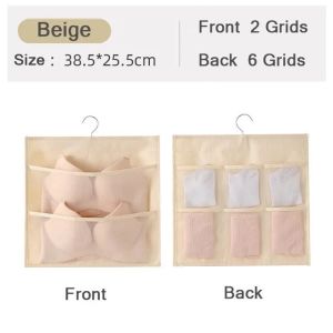 Konco Double Sided Underwear Storage Bag Hanging Bag Foldable Home Organizer Clothes Storage Bag Space Saver Bag for Bra Tie Socks