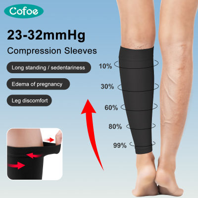 Cofoe 1 Pair Medical Compression Socks Level 2 Over Calf Varicose Sock 23-32 mmHg Pressure Open Toe Leggings Compression Stockings for Men Women Anti-varicose Veins