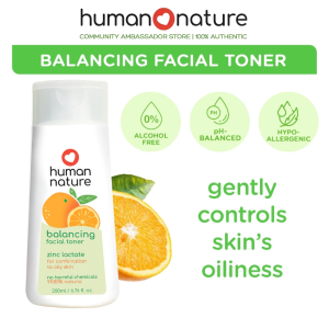 Human Nature Natural Balancing Face Toner with Zinc Lactate 200ml | Alcohol-Free pH-Balanced