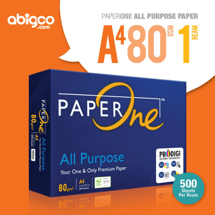 [Abigco] A4 All Purpose Paper 80gsm | PaperOne | 1 Ream/ 2 Reams ...