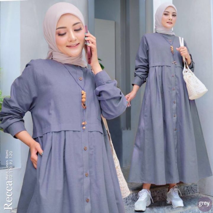 NEW !! Recca Midi Dress Bahan Katun Linen Rami / Midi Dress Terbaru 2023 /  Long Tunik Kekinian / Midi Dress Korean Style / BAYAR DI TEMPAT | Lazada  Indonesia