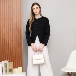 Daphne Semi Tweed Blazer Semiwoll Top Atasan Wanita Remaja Lengan Panjang Korean Style