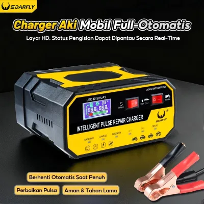 SOARFLY 12V/24V 4500A/4800A Charger Otomatis Aki Mobil Motor Kapal Truk Automatic Fast Smart Charger Elektrik Otomatis Charger Cerdas Cepat Pengisi Daya