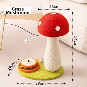 SG】Red Mushroom Cat Scratching Board With Large Full Sisal Cat Climbing Frame Colored Hemp Rope That Wont Drop Debris nails trim self entertainment killing time rotating ball compact stable sturdy