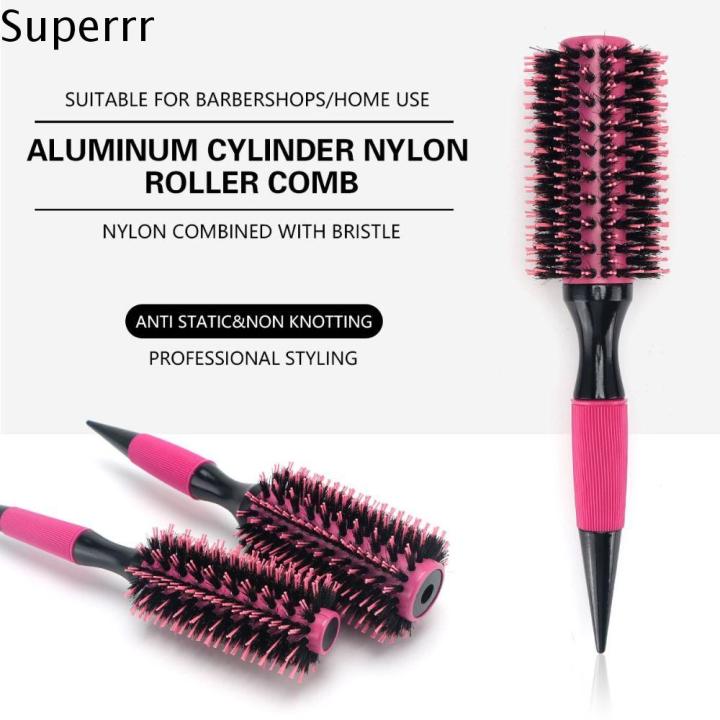 SUPERRR Nylon Lược chải tóc tròn Lông heo rừng Lược tiệm cắt tóc Dụng ...