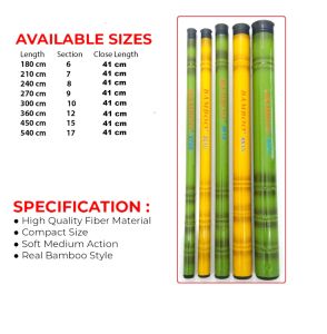 Joran Tegek Ruas Pendek UTC Utecate Bamboo 180 210 240 270 300 360 450 540