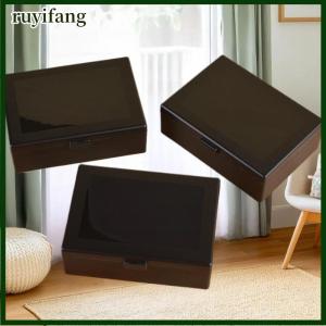 ruyifang กล่องเก็บของพลาสติกใสกล่องเก็บการ์ดขนาดเล็กกล่องจัดระเบียบโต๊ะกล่องเครื่องเขียน