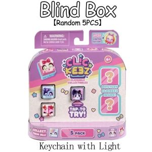 [SG In Stock]Click Keez Keyboard Keychain Blind Box Random 5PCS Set Cartoon Collectible Glowing Fidget Decor Gift