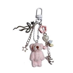 Gấu Charm treo với đính cườm đáng yêu Túi hình thú Mặt dây chuyền thời trang móc khóa vải nhung lông handmade Quà Tặng trẻ em