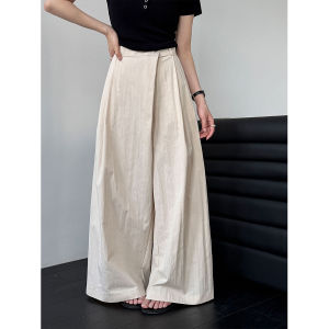 2026 Summer Irregular Placket High Waist Pleated Casual Pants Women Draped Versatile Wide Leg Pants