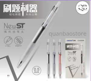 Hộp 12 cây bút Chosch bấm có thiết kế  cao cấp Chosch G209. Ngòi bút ST thế hệ mới zắc áo băng kim loại.