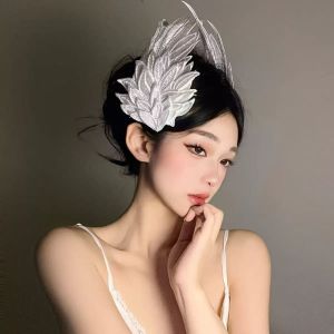 NOVELLEO Sweet Feather Embroidery Edge Clip Cosplay Fairy Wing Headdress Creative Halloween Wings Hairpin Women