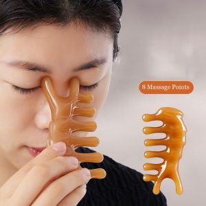 Devonmet 1Pcs Wide Teeth Massage Comb Face Body Scraper Scalp Five Wide Tooth Comb Five-pointed Comb for Men Women
