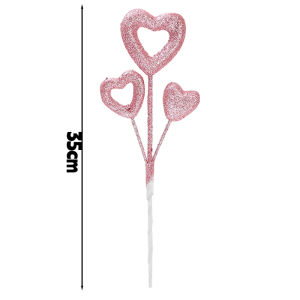 Dizoey 20Pcs Glitter Heart Shaped Picks Foam Hearts Floral Sparkly Stick For Valentines Day Wedding Party Decorations Home Vase Supplies