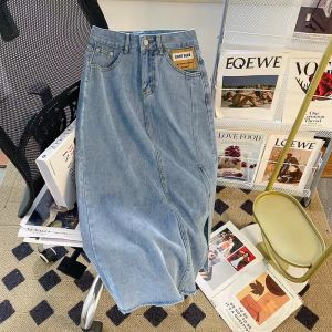 rok wanita korean style rok split denim rok jeans wanita jumbo