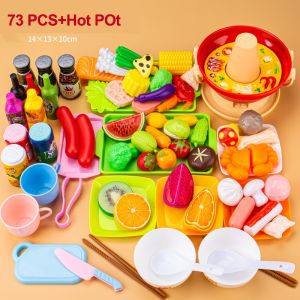 73/100PCS Children Play House Mini Kitchen Hot Pot Toys Simulation Food Pretend Cooking Playset Boys Girls Birthday Gifts