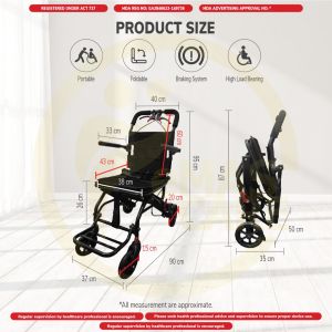 40cm Lightweight Travel Airplane Manual Wheelchair Foldable Wheelchair Smallest Chair Flip Up Armrest