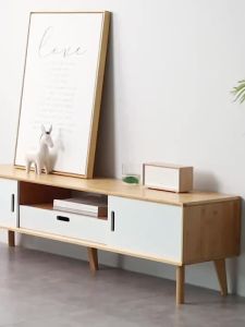LZ-Solid wood TV cabinet small family northern Europe simple modern simple living room bamboo TV cabinet bedroom low cabinet light luxury