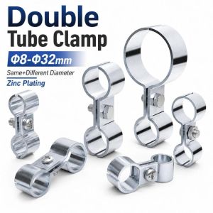 JING Zinc Plating Double Tube Clamp 8‑Shape Adjustable Twin Hose Clamp Practical Clamping Parallel Pipe Clamp Pipeline‑fixing