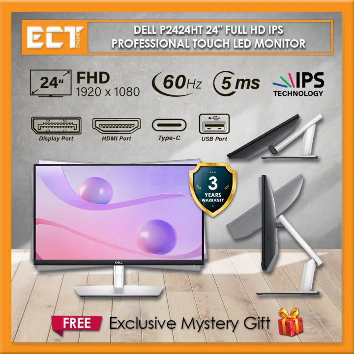 Dell P2424HT | P2418HT 24" Full HD 1920 x 1080 IPS Professional Touch LED Monitor with USB-C Hub and Articulating Stand