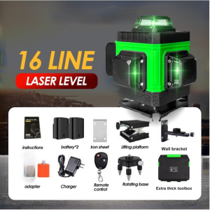 4D 12/16 Lines Laser Level Self-Leveling 360° Adjustable Rotary Horizontal and Vertical Cross Super Powerful Laser Level Multifunction Laser Level Tool