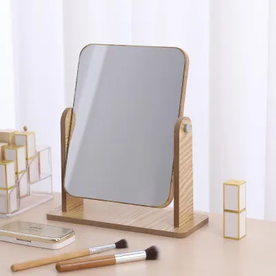 Big Wooden Stand Mirror 360 Degree Portable Adjustable Table Desk Mirror Bathroom Living Room Makeup Mirror