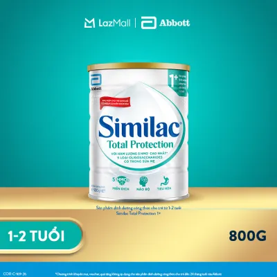 (Phù hợp cho trẻ sinh mổ) Sản phẩm dinh dưỡng công thức cho trẻ 1-2 tuổi Similac Total Protection 1+ 800g