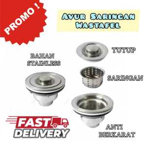 Avur Afur Besi Stainless Drain Waste Plug Pembuangan Bak Cuci Piring KItchen Sink BCP Komplit Lengkap