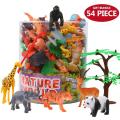 54 pieces of mini jungle animal toy set ValeforToy Realistic wild animal learning party boy girl child toddler forest small farm animal toy set. 