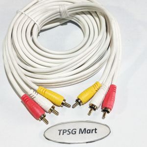 Cáp âm thanh AV 6 đầu dài 3m / Cáp dày chất lượng màu trắng đầu xi mạ đồng TỐT